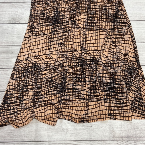 Pinkblush Lightweight Coral Pink with Black Abstract Geometric Lines Maxi Skirt - Picture 11 of 16